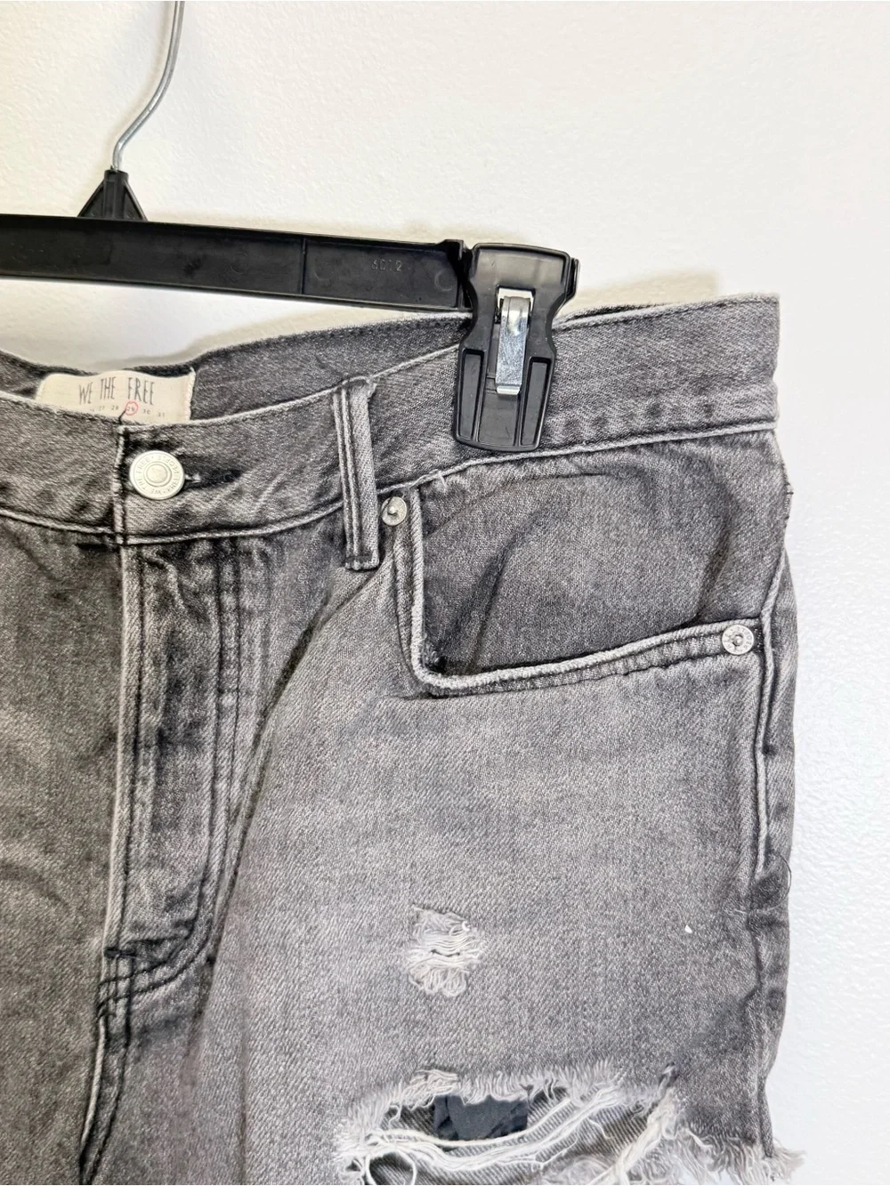Free People We The Free Good Vibrations Cut-Off Shorts Sulphur Black 29